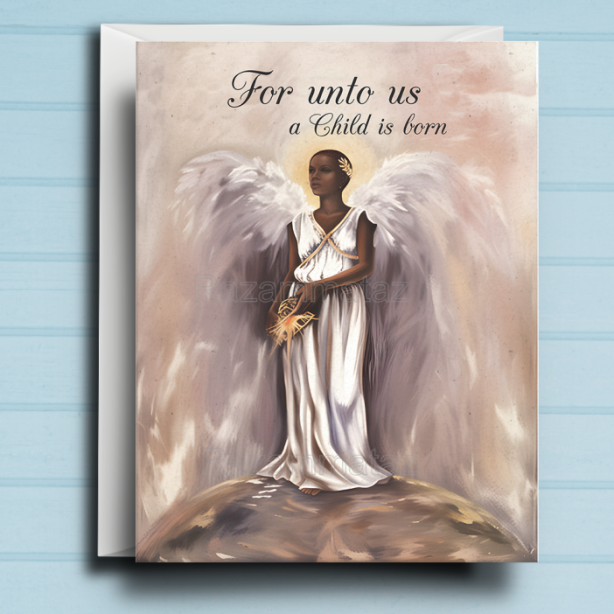 Black Angel C Christmas Card